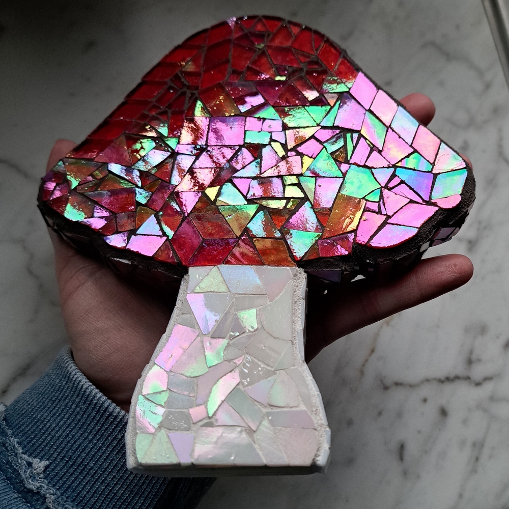 Irridescent Mosaic Mushroom Decor
